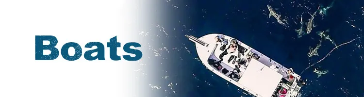 An image of Florida Shark Diving's boat from above, inviting visitors to browse more information on our boats and shark diving equipment.